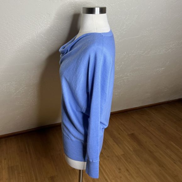 3/$30 Talbots Pullover Sweater Womens SP Blue Pure Merino Wool Draped Neckline - Picture 4 of 8